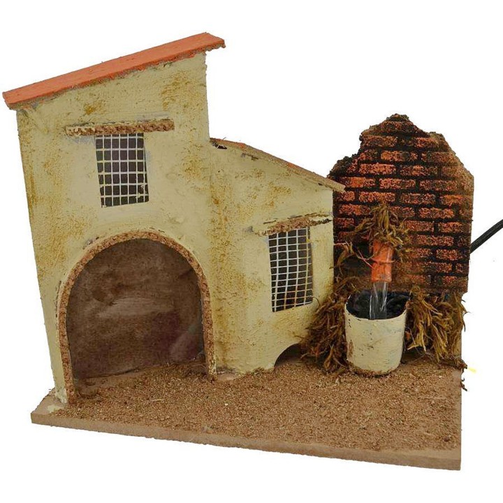 House with working fountain cm 19x13,5x18 h.