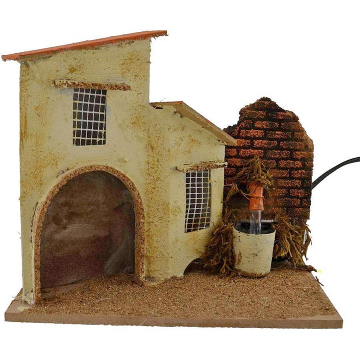Casa con fontana funzionante cm 19x13,5x18 h.
