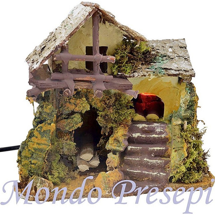 Casa con fuoco funzionante cm 22x16x18