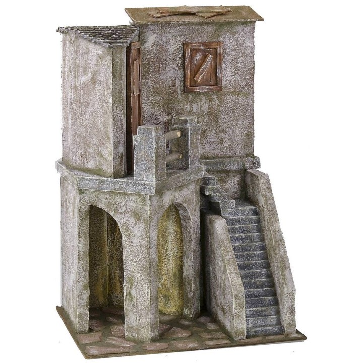 House with staircase and shop 39x29x56.5 cm h for statues of 20