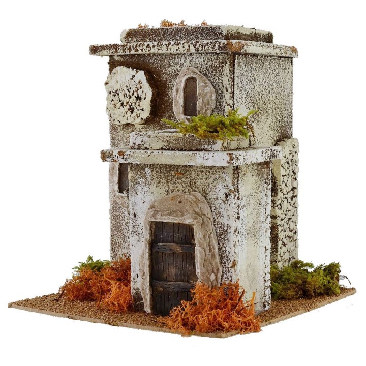 Double house in classic style effect stone cm 24x24x26, 5 h for