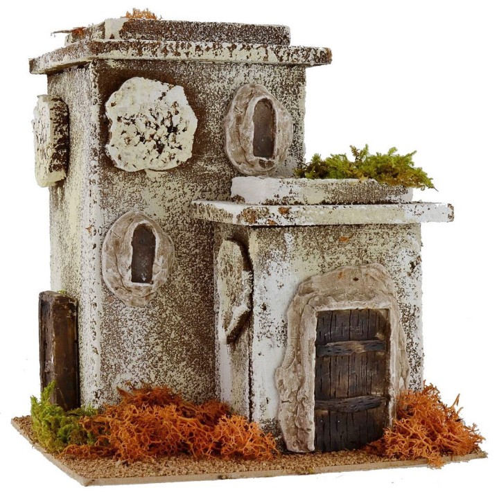 Casa doppia in stile classico effetto pietra cm 24x24x26,5 h