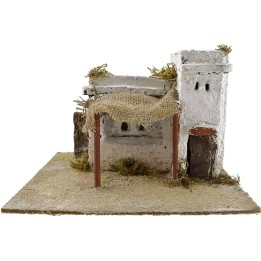 Casa in resina con tenda cm 22x18x14 h.