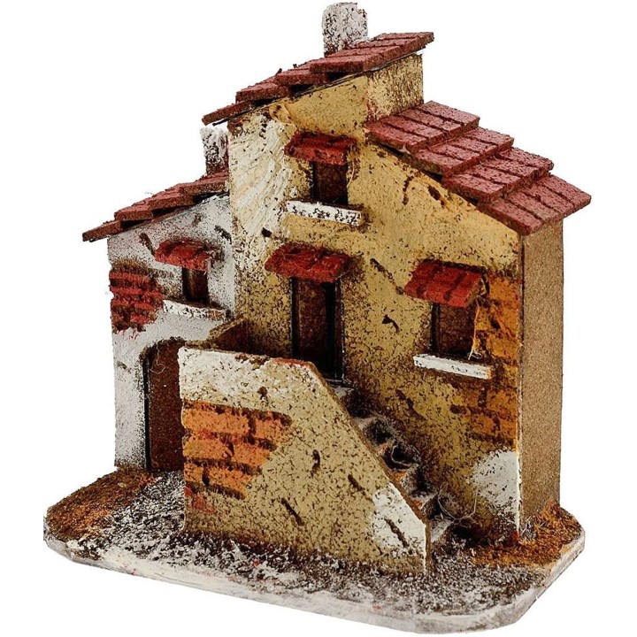 Casa in sughero con scalinata cm 16x9x16 h