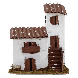 Casale con torre per presepe cm 12x9x14 h