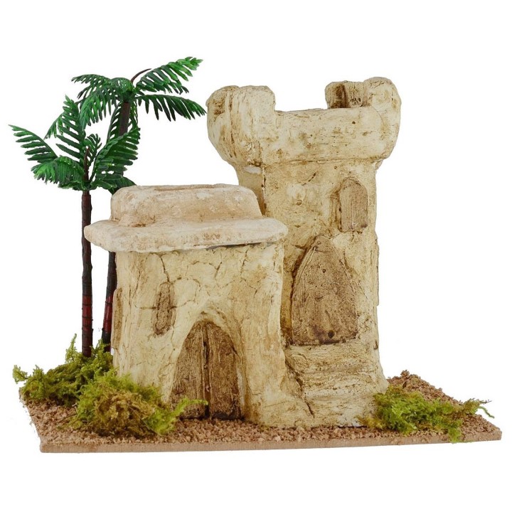 Casa palestinese con torre cm 18x10,8x16,5 h