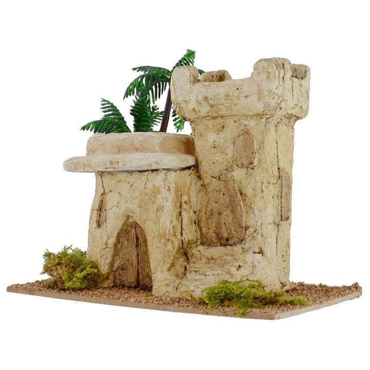 Casa palestinese con torre cm 18x10,8x16,5 h