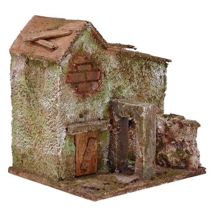 Casa per presepe con arco su più livelli cm 10x9x10,5 h