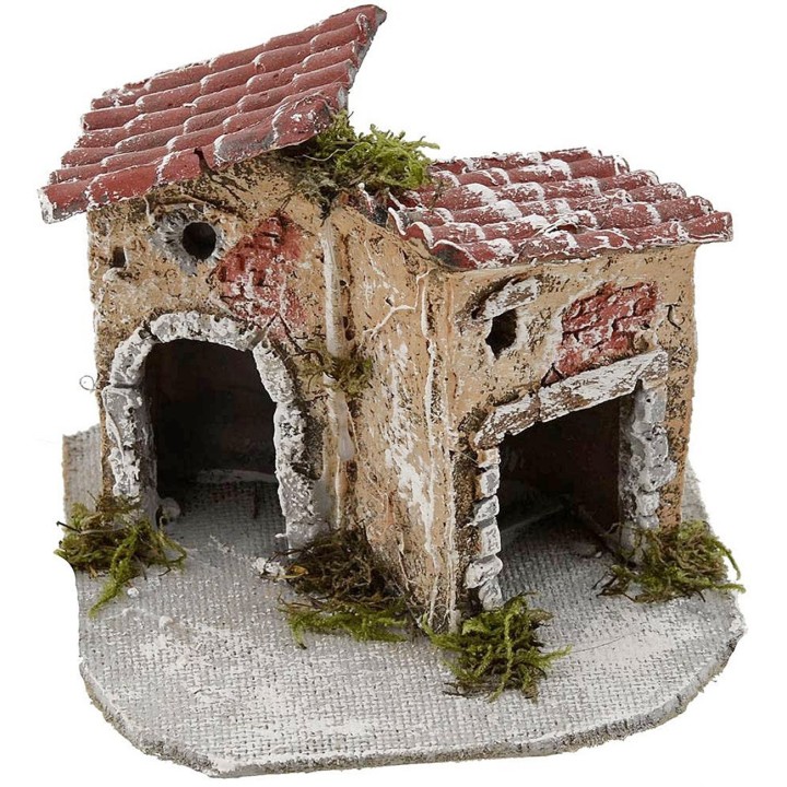 House for nativity scene in resin 12x12x10 cm h.