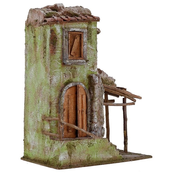 Casa rústica con pórtico de 25x14,5x33,5 cm de altura para