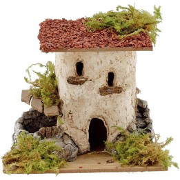 Casa rustica con pozzo e scala cm 15x15x12,5 h.