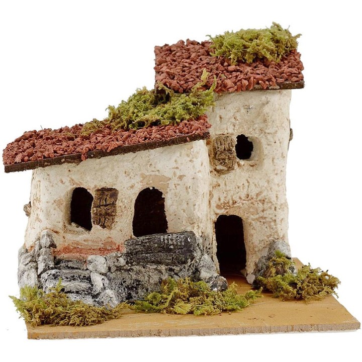 Casa rústica para belén de 16x15x12,5 cm de altura.