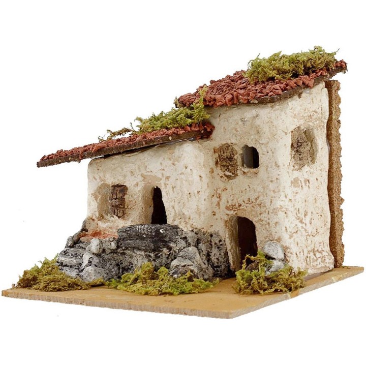 Casa rústica para belén de 16x15x12,5 cm de altura.