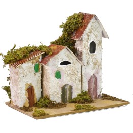 Casas en la distancia con Iglesia cm 15x10x13 h