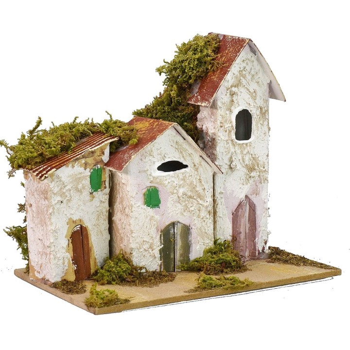 Case in lontananza con Chiesa cm 15x10x13 h