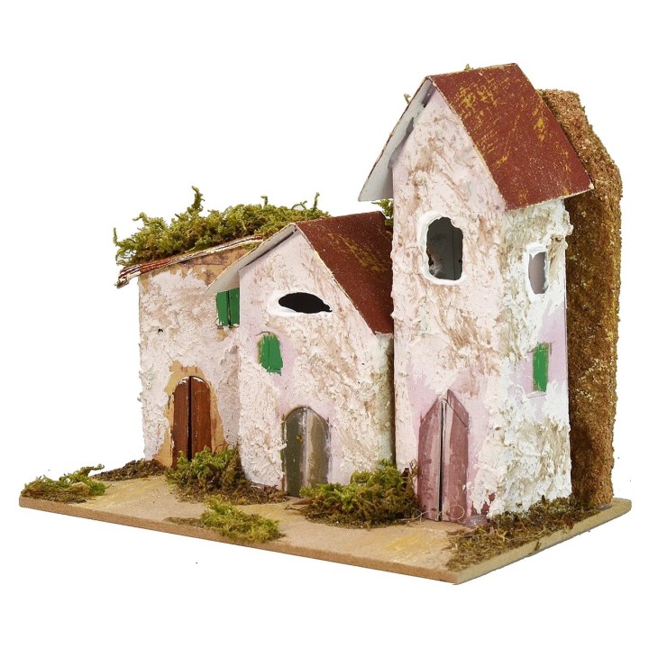Casas en la distancia con Iglesia cm 15x10x13 h