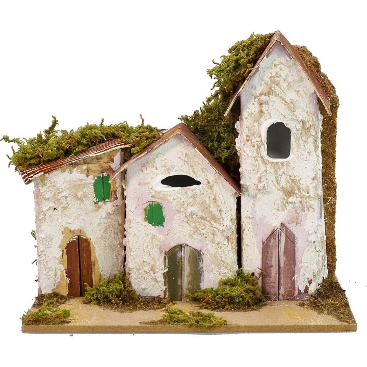 Casas en la distancia con Iglesia cm 15x10x13 h