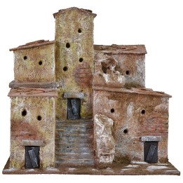 Case in lontananza con scalinata cm 22x15x21 h