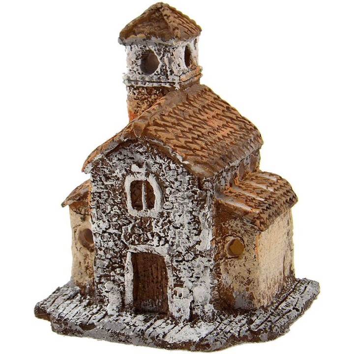 Chiesa in resina con campanile presepe cm 6,5x5x7,5 h.