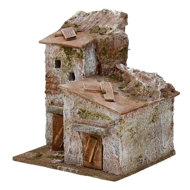 Casa doble para belén de montaña de 10x9x12 cm de altura.
