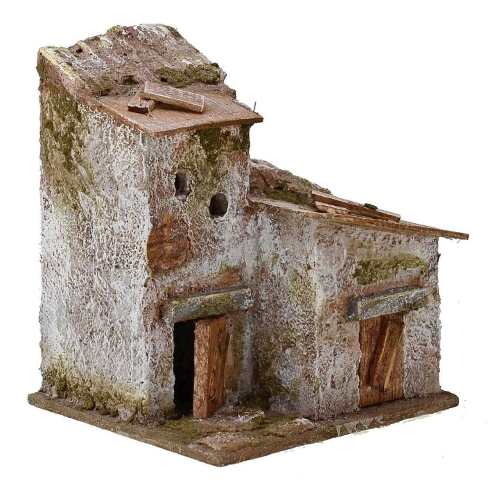 Doppia casa per presepe di montagna cm 10x9x12 h