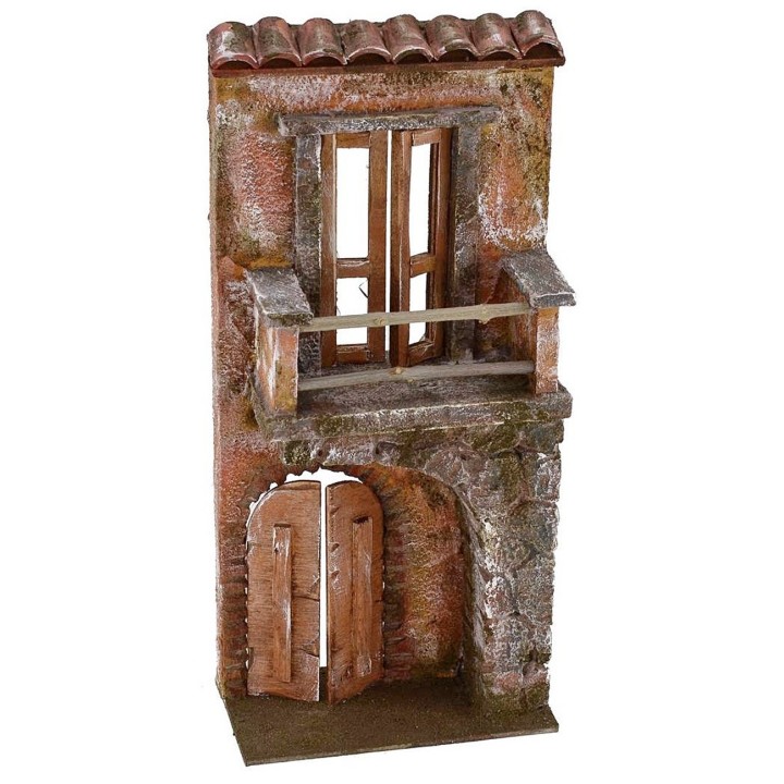 Facciata di casa con balcone cm 14x7x31 h