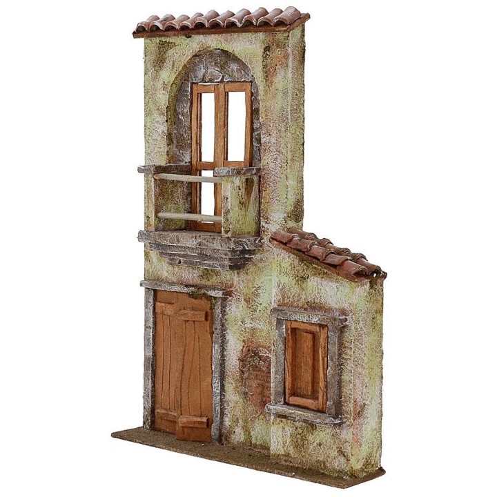 Facciata di casa con balcone cm 26,5x5,5x37,5 h.