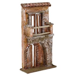 Facciata di casa con balcone e portone cm 10x4x18,5 h.