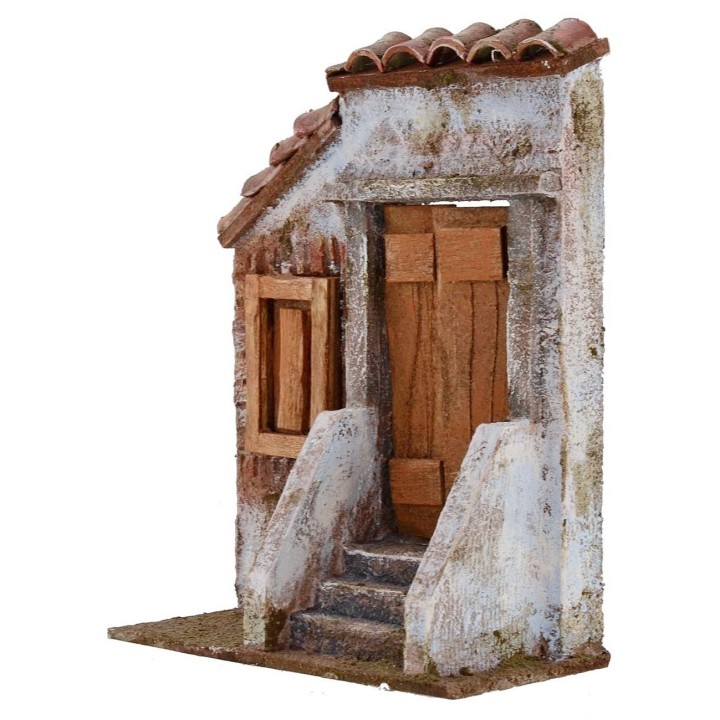 Facciata di casa con ingresso per presepe cm 14,5x7,5x19,5 h