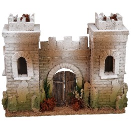 Facciata di castello con merli guelfi e ghibellini cm 30x10x24