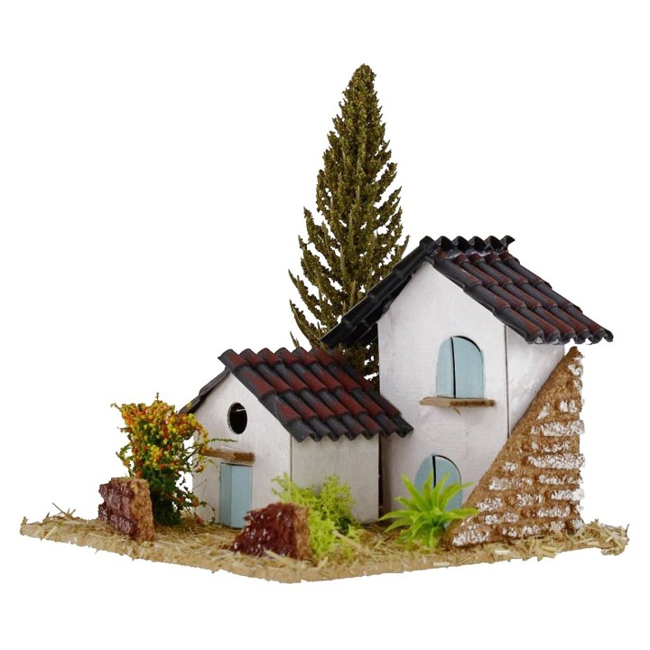 Paesaggio con casette per presepe cm13,5x13,5x9,5h