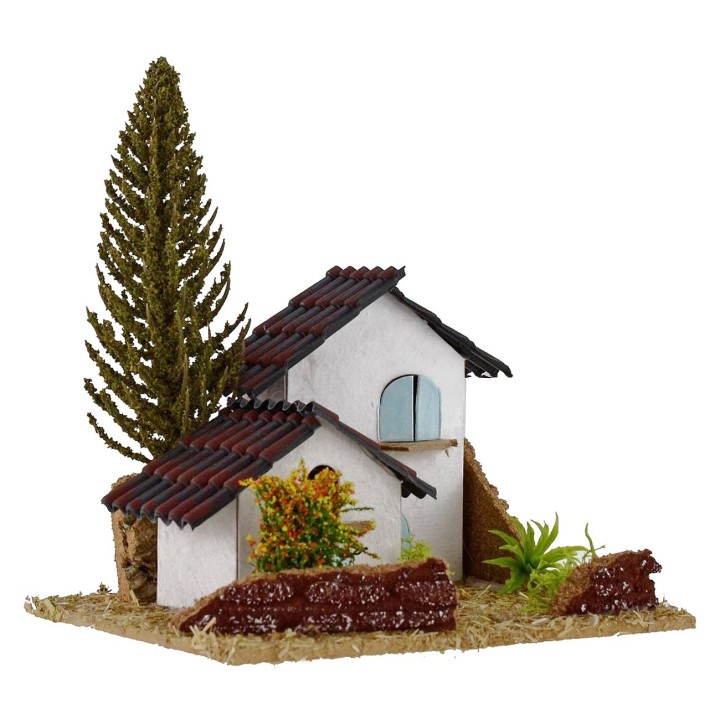 Paesaggio con casette per presepe cm13,5x13,5x9,5h