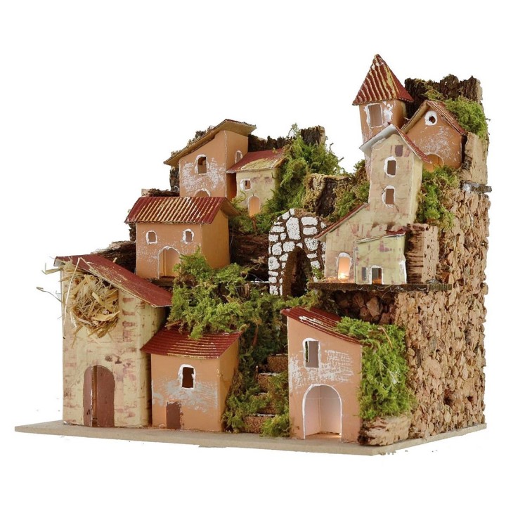 Paesaggio per presepe illuminato cm 20x14x18,5 h