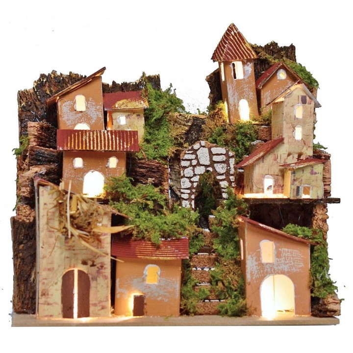Paesaggio per presepe illuminato cm 20x14x18,5 h