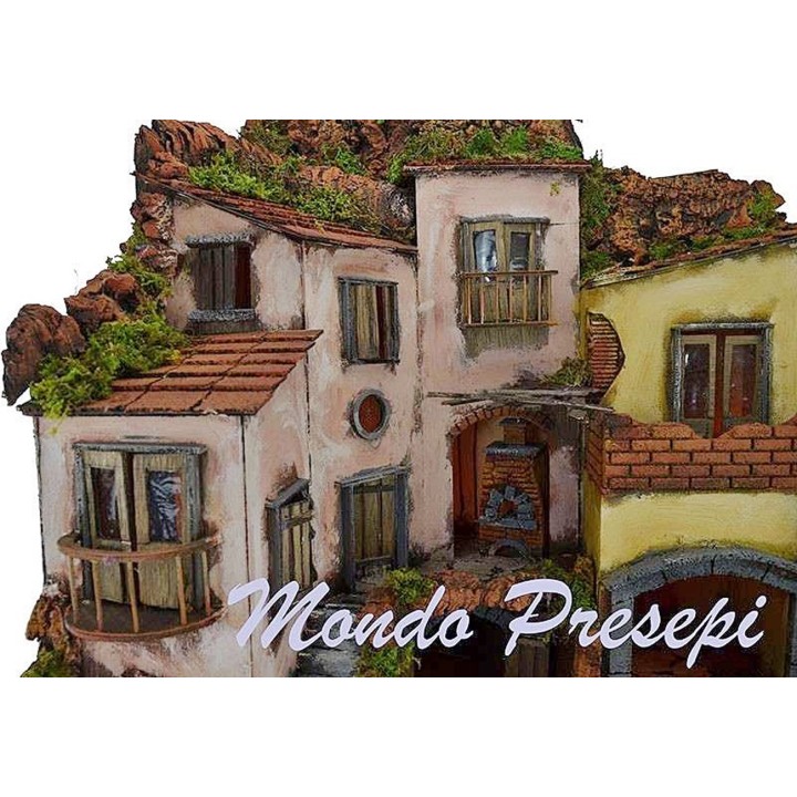 Presepe con borgo illuminato con fontana 60x40