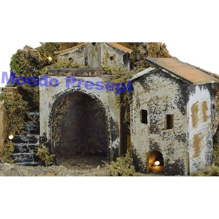 Presepe con fontana e luci cm 42x35x38 h.