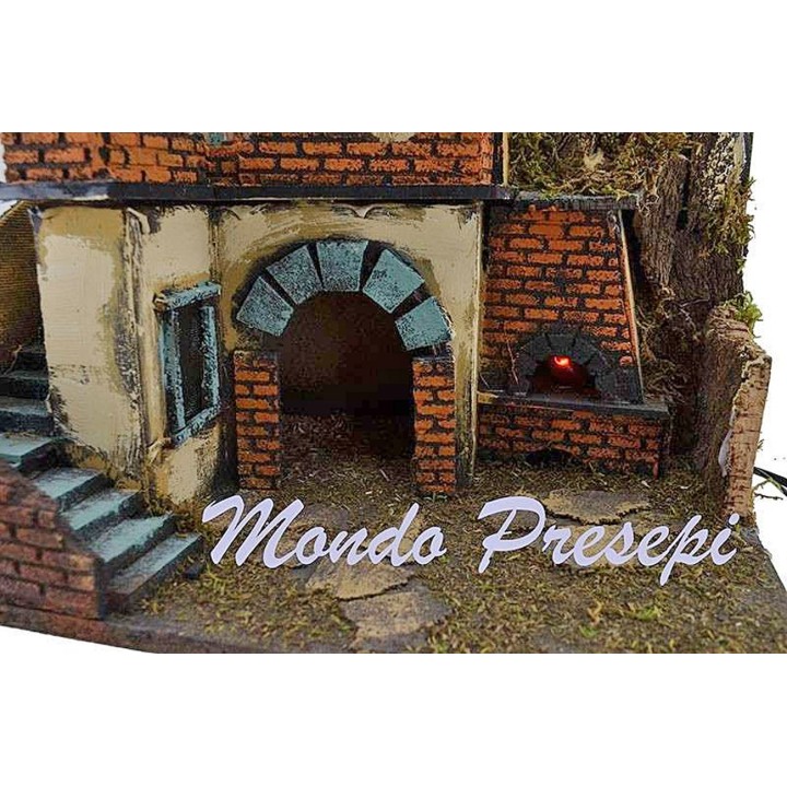 Presepe con fuoco e luci cm 40x29x44 h.