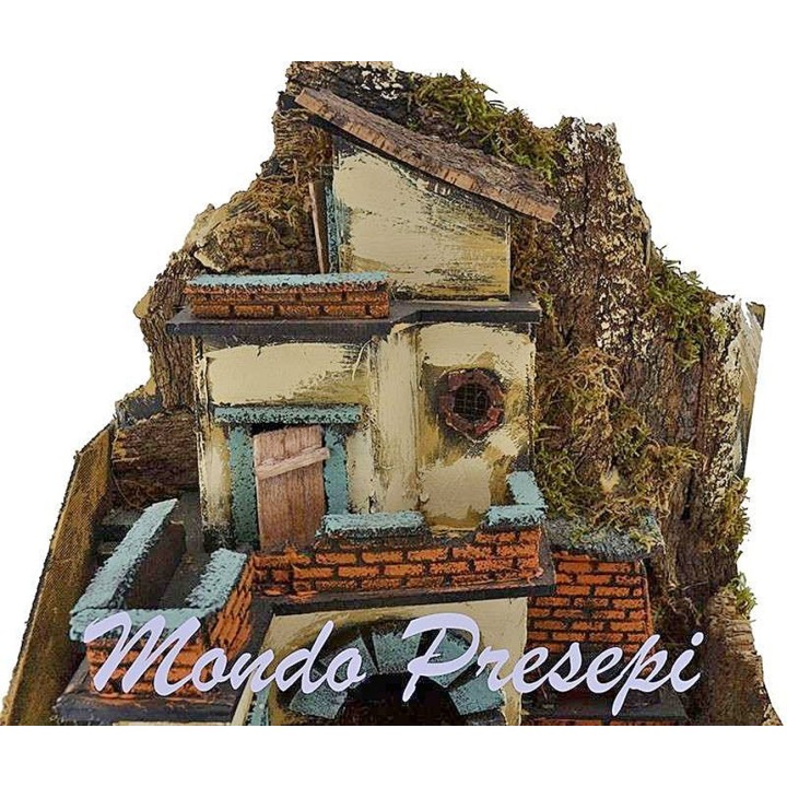 Presepe con fuoco e luci cm 40x29x44 h.