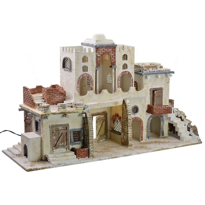Presepe palestinese con luci funzionanti cm 85x30x50 h