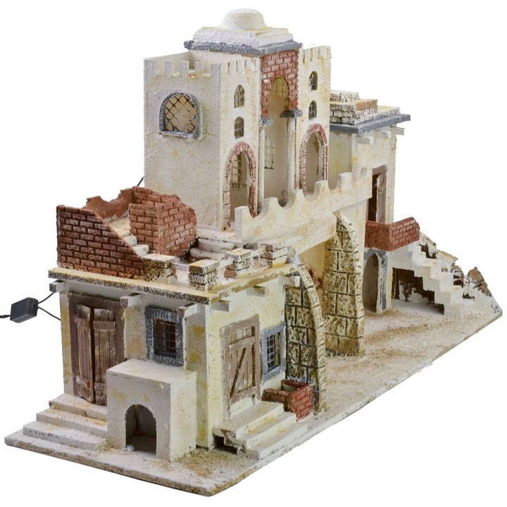 Palestinian nativity scene with working lights cm 85x30x50 h