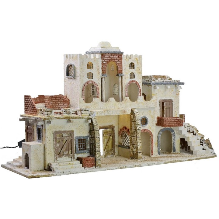 Palestinian nativity scene with working lights cm 85x30x50 h