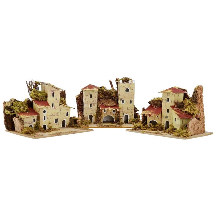 Juego de 3 casas para belén de 15x10x10 cm h