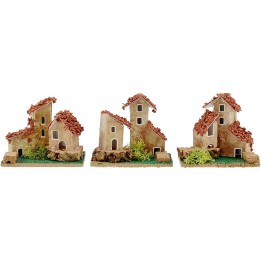 Conjunto de 3 casitas para belén de 9x6,5x7 cm de altura.