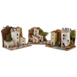 Conjunto de casitas de 3 piezas para belén de 15,5x10x12,5 cm