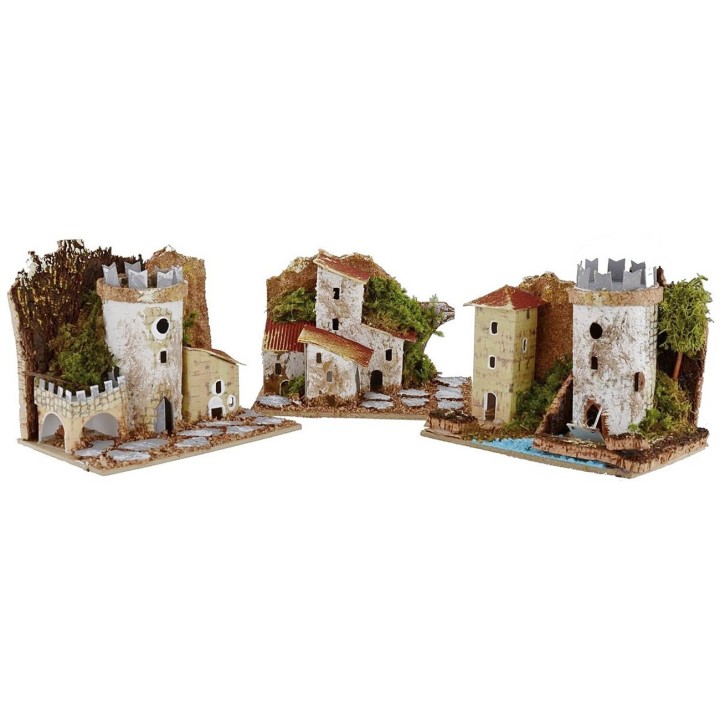 Set casette 3 pezzi per presepe cm 15,5x10x12,5 h