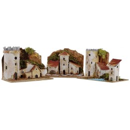 Conjunto de casitas de 3 piezas para belén de 15,5x10x12,5 cm