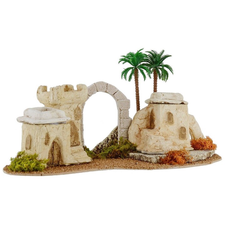 Pueblo palestino con arco y palmeras de 36x21x20 cm h para