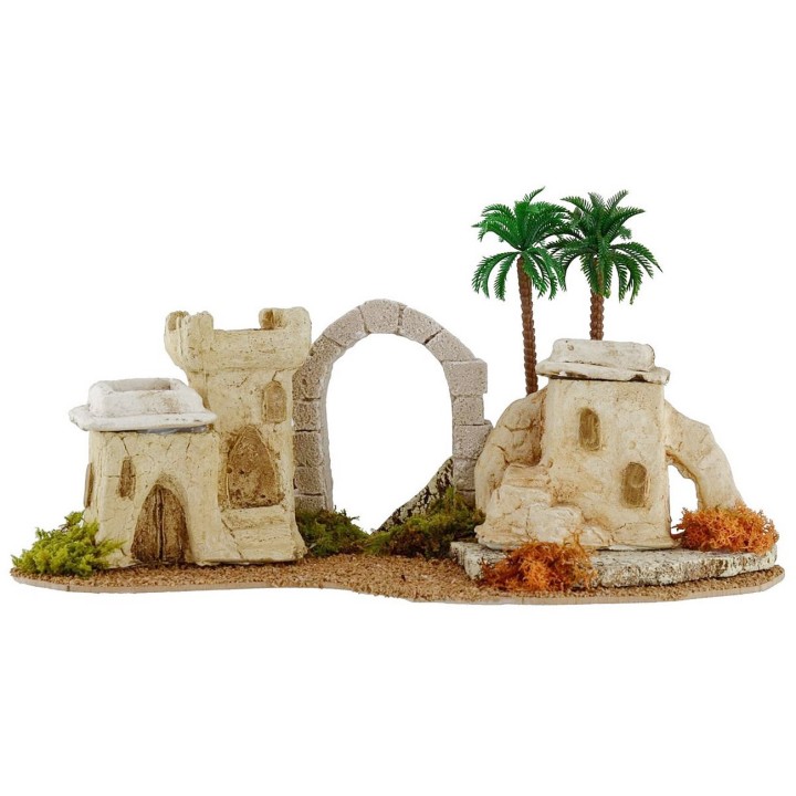 Pueblo palestino con arco y palmeras de 36x21x20 cm h para