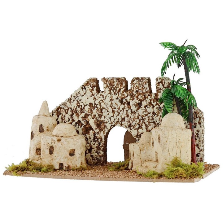 Pueblo palestino con muros fortificados cm 21,2x11,5x15 h