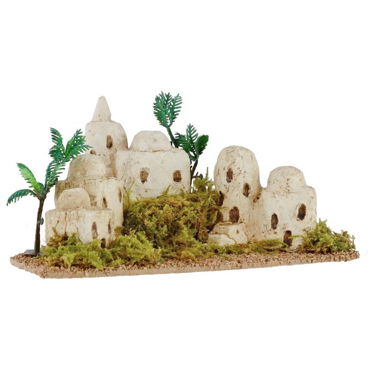 Palestinian village with vegetation and palm cm 21x13, 3x10, 5 h